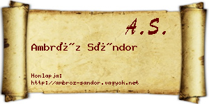 Ambróz Sándor névjegykártya
