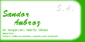 sandor ambroz business card